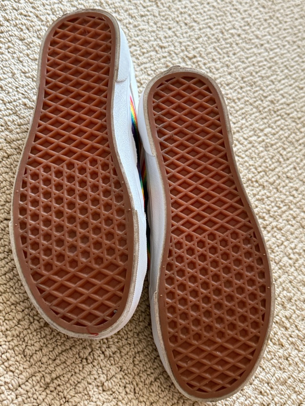 New Vans White Canvas Sneakers with Rainbow Stripe - Picture 4 of 5